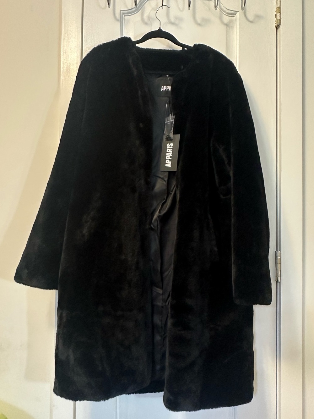 Apparis Black Plush Faux Fur Teddy Coat